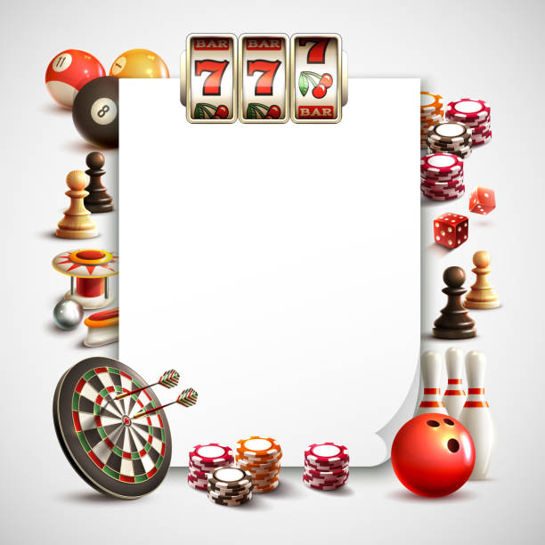 games realistic Games realistic frame with white sheet for text photo or different application vector illustration chess borders stock illustrations