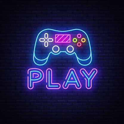 Gaming Neon Sign Vector Play Design Template Neon Sign Light Banner ...