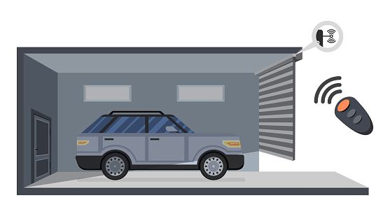 Garage door system concept. Vector illustration.