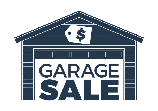 Garage Sale Garage sale concept illustration. garage silhouettes stock illustrations