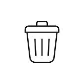 istock Garbage Bin Line Vector Icon. Editable Stroke. Pixel Perfect. For Mobile and Web. 1298957635