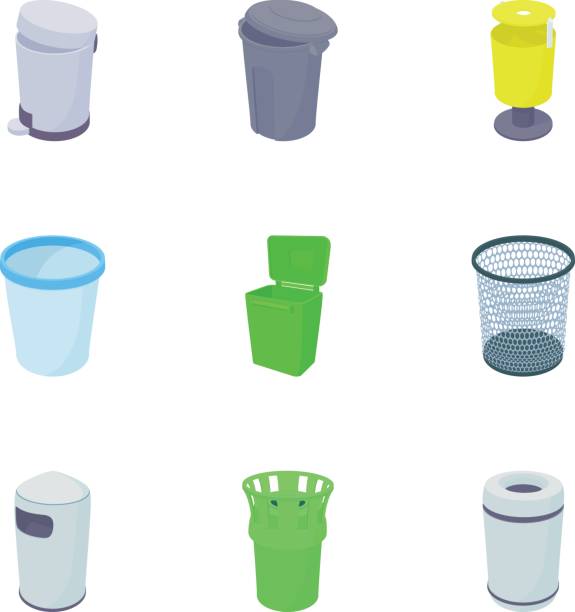 illustrations, cliparts, dessins animés et icônes de jeu de garbage icônes, style cartoon - poubelle