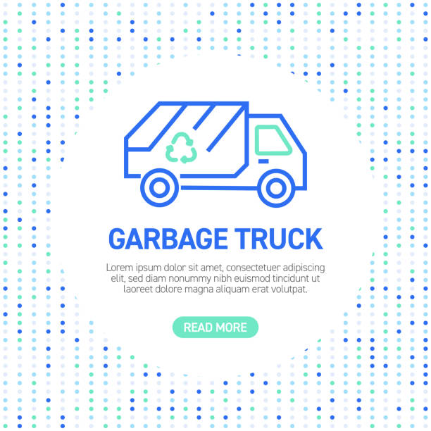 ilustrações, clipart, desenhos animados e ícones de ícones da linha de caminhões de lixo. ícones simples do símbolo de contorno com padrão - gari