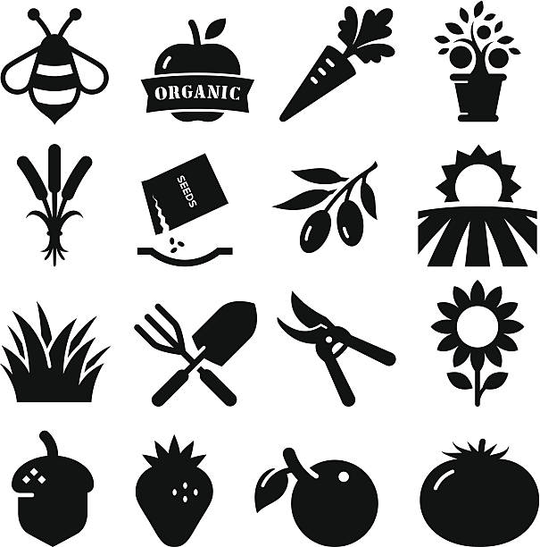 Garden Icons - Black Series Gardening icon set. Professional vector icons for your print project or Web site. See more in this series.  bee silhouettes stock illustrations