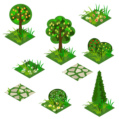 Garden or farm isometric tile set