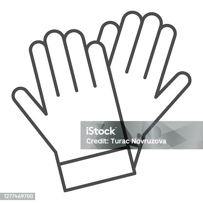 istock Gardener gloves thin line icon, Garden and gardening concept, rubber glove sign on white background, protection gloves icon in outline style for mobile concept and web design. Vector graphics. 1277469700