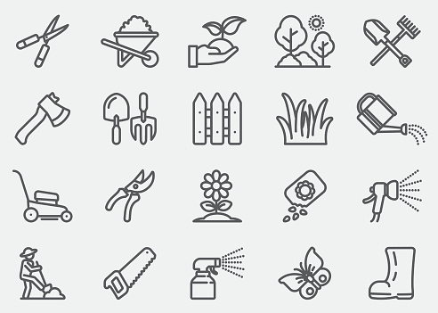 Gardening and Seeding Line Icons