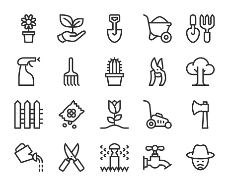 Gardening Line Icons Stock Illustration - Download Image Now - iStock