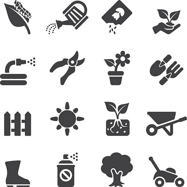 Gardening Silhouette icons | EPS10 Gardening Silhouette icons  pruning shears stock illustrations