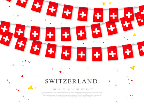 Garland of swiss flags. Swiss Independence Day. Vector illustration