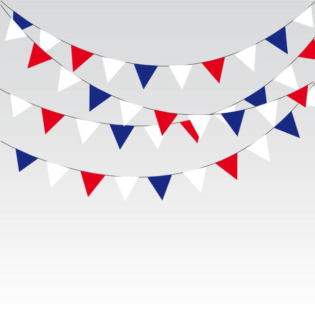 Royal Blue Red White & Yellow Triangular Flag Bunting 20m with 48 Flags 