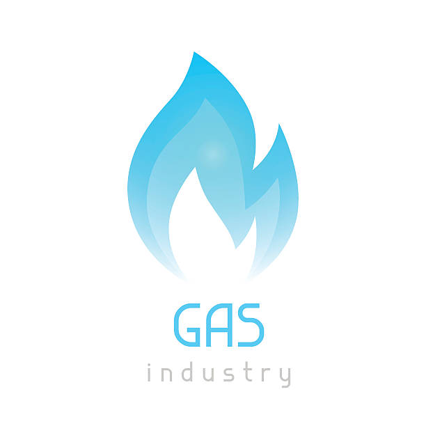 illustrazioni stock, clip art, cartoni animati e icone di tendenza di fiamma blu gas. illustrazione concettuale industriale del fuoco - gas