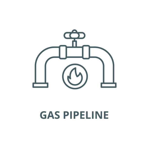 ilustraciones, imágenes clip art, dibujos animados e iconos de stock de icono de línea vectorial de tubería de gas, concepto lineal, signo de contorno, símbolo - gas pump