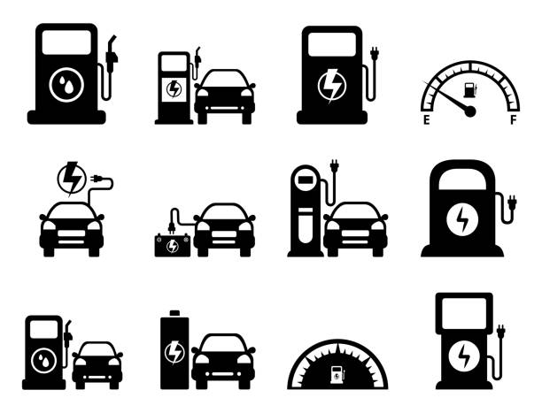 Gas Station Icon set - vector illustration . this icon use for website presentation apps gas pump stock illustrations