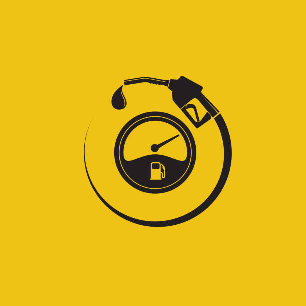 gas station poster gasoline fuel pump nozzle poster isolated on yellow background gas pump stock illustrations