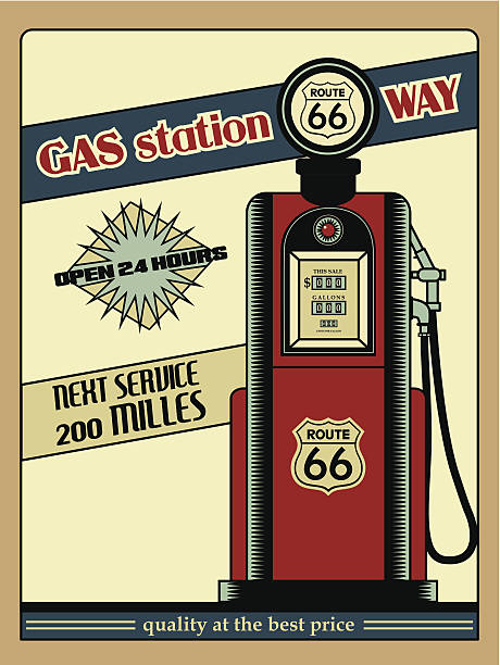 gasolinera ruta 66 - oil lkw autobahn stock-grafiken, -clipart, -cartoons und -symbole