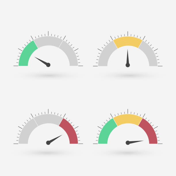 Gauge set Gauge set with scale and green yellow and red part gauge stock illustrations