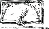 Hand-drawn vector drawing of a Gauge Symbol. Black-and-White sketch on a transparent background (.eps-file). Included files are EPS (v10) and Hi-Res JPG.