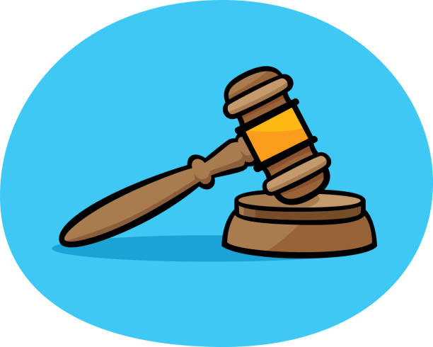 Gavel Doodle Vector illustration of a hand drawn gavel and block against a blue background. supreme court stock illustrations