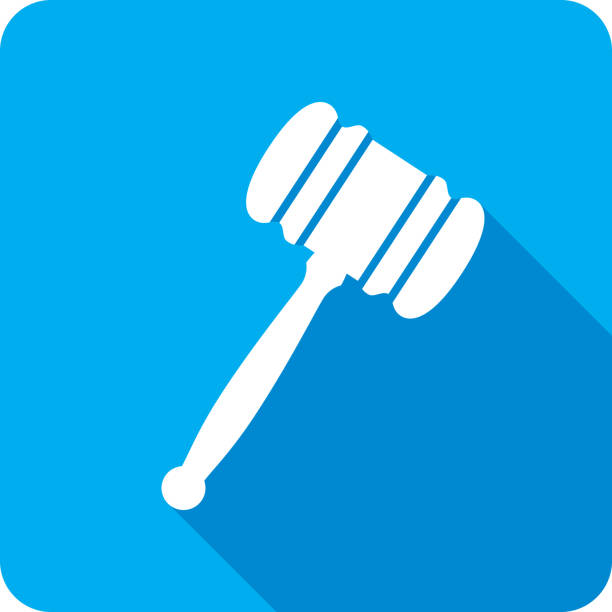 Gavel Icon Silhouette Vector illustration of a blue gavel icon in flat style. supreme court building stock illustrations