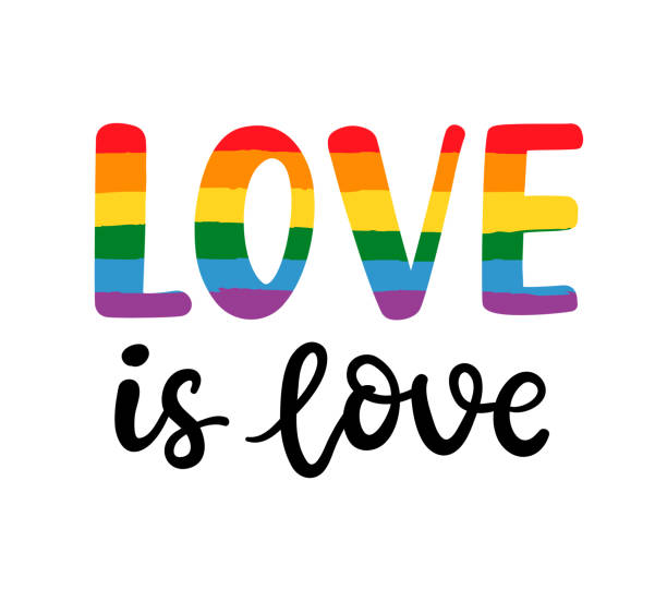 同性戀手寫字海報。lgbt 權利概念。愛就是愛。 - 同性戀自豪標誌 幅插畫檔、美工圖案、卡通及圖標