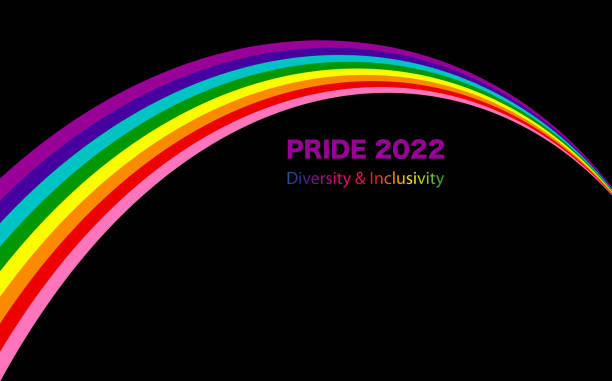 szablon gay pride 2022 wave rainbow flag lgbtqia. różnorodność e inkluzywność. baner dumy ze znakiem flagi lgbt. miesiąc dumy. kolorowy element projektu ramki ramki wektor izolowany na czarnym tle - progress pride flag stock illustrations