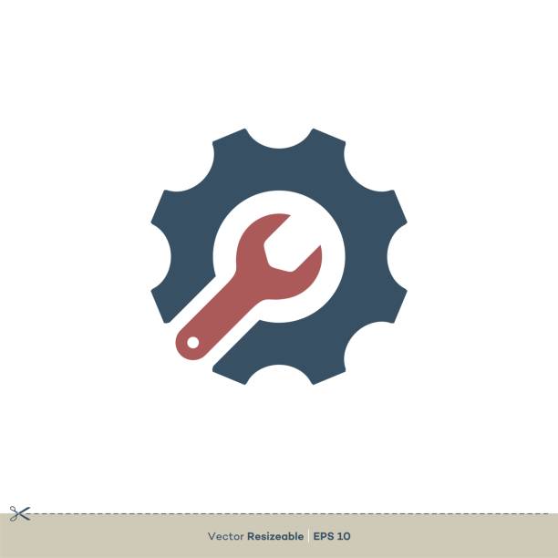 Gear and Tool Icon Logo Illustration Design. Vector EPS 10. Gear and Tool Icon Logo Illustration Design. Vector EPS 10. wrench stock illustrations