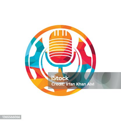 istock Gear podcast vector logo design template. 1365566066