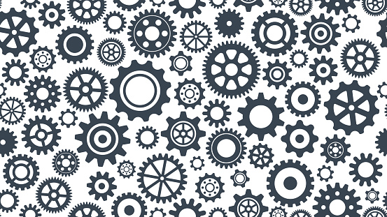 Gear Set Seamless Pattern - Vector Collection of Gears.