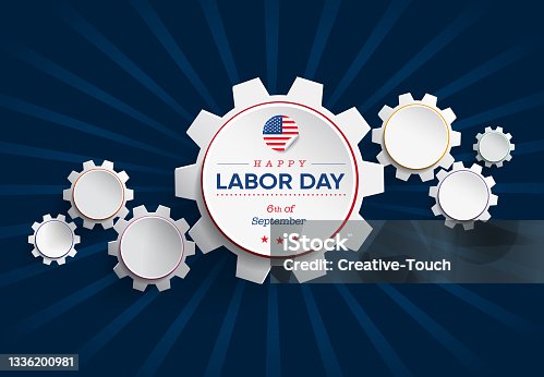 istock Gears Concept Labor Day Celebration Card 1336200981