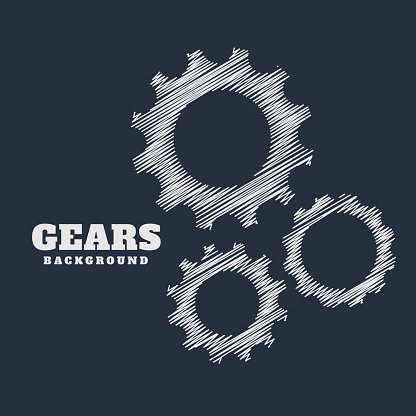 gears symbols in scribble style background