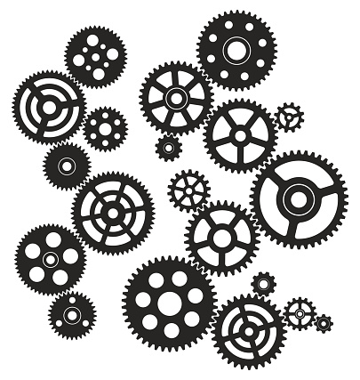 Gears circuit vector illustration. Saved in EPS 8 file with all separated elements. Hi-res jpeg file included (5000 x 5277).