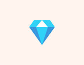 Gem Stone vector icon. Isolated Diamond, Gem Stone, Jewellery flat, colored illustration symbol - Vector