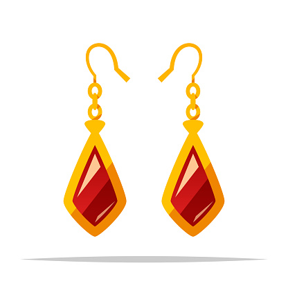 Gemstone earrings jewelry vector isolated illustration