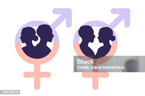 istock Gender equality concept. Men and women character on the scales for gender equality. Silhouettes of a man and a woman. The gender sign. Vector illustration. Flat. 1340718776