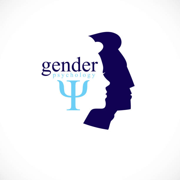 Gender psychology concept created with man and woman heads profiles, vector symbol of relationship problems and conflicts in family, close relations and society. Classic style simple design. Gender psychology concept created with man and woman heads profiles, vector symbol of relationship problems and conflicts in family, close relations and society. Classic style simple design. divorce silhouettes stock illustrations