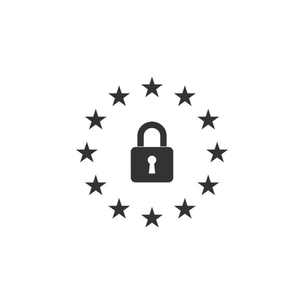 GDPR - General data protection regulation icon isolated. European Union symbol. Security, safety, protection, privacy concept. Flat design. Vector Illustration GDPR - General data protection regulation icon isolated. European Union symbol. Security, safety, protection, privacy concept. Flat design. Vector Illustration general view stock illustrations
