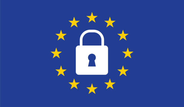 General Data Protection Regulation (GDPR) padlock General Data Protection Regulation (GDPR) padlock on european union flag general data protection regulation stock illustrations