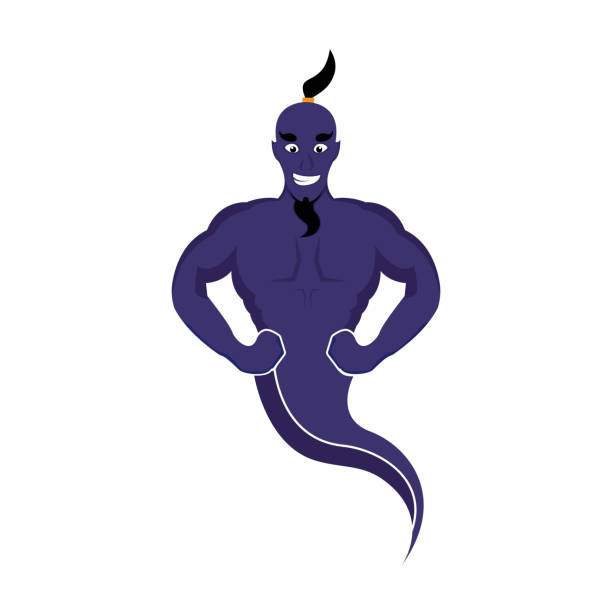 ilustrações de stock, clip art, desenhos animados e ícones de genie mascot icon design. magic fantasy genie concept logo. - aladdin illustration