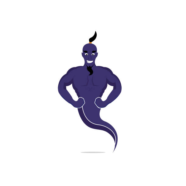 ilustrações de stock, clip art, desenhos animados e ícones de genie mascot vector design. - aladdin illustration