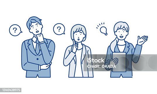 istock gents answering business persons of men and women asking questions 1340428975