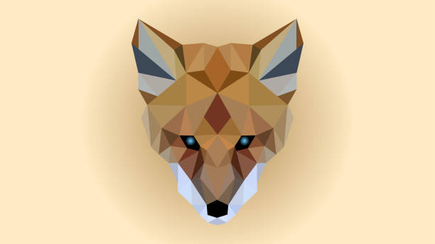 Geometric abstract low poly fox vector art illustration