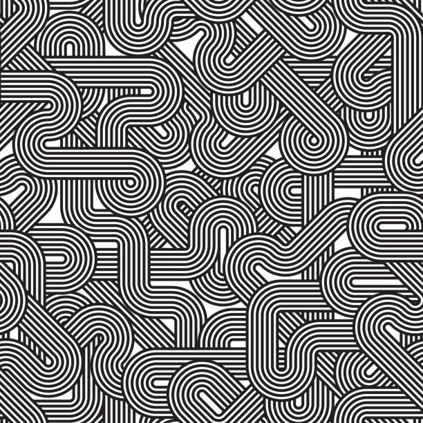 Geometric background, intertwined seamless pattern Line design, vector illustration maze patterns stock illustrations