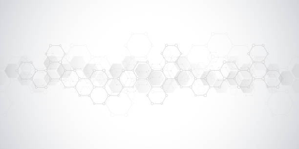 Geometric background texture with molecular structures and chemical engineering. Abstract background of hexagons pattern. Geometric background texture with molecular structures and chemical engineering. Abstract background of hexagons pattern. Vector illustration for medical or scientific and technological modern design biotechnology stock illustrations