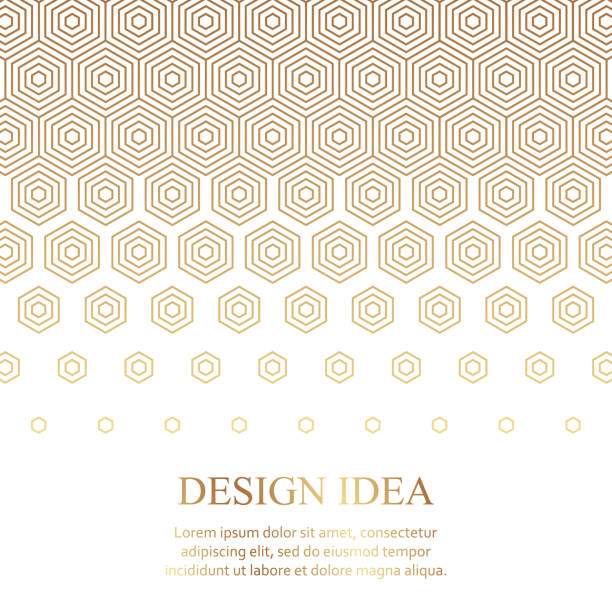 Geometric background with golden hexagons or honeycombs on a white background. Modern geometric luxury background for banner or presentation or greeting card. bee borders stock illustrations