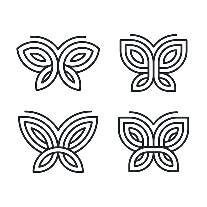 Geometric Butterfly Set Stock Illustration - Download Image Now - iStock