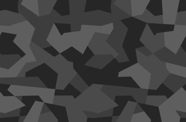 stockillustraties, clipart, cartoons en iconen met geometrische camouflage naadloze patroon. abstract modern camo, zwart en wit moderne militaire textuur achtergrond. vector illustratie. - camouflage