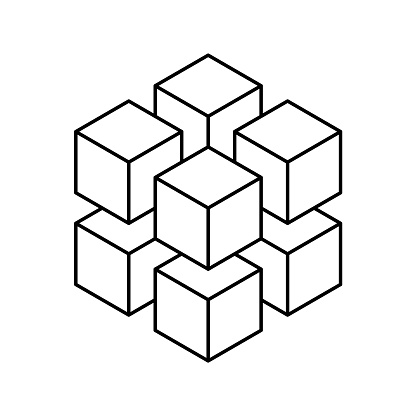 Geometric Cube Of 8 Smaller Isometric Cubes Abstract Design Element Science Or Construction