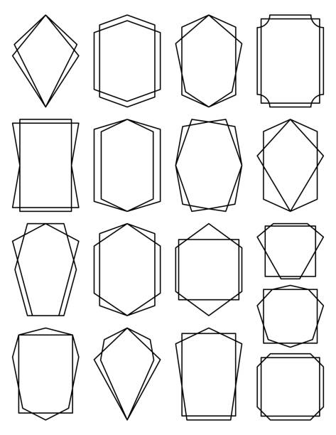 Geometric Frame Set Geometric, minimalist, polygonal frame set embellishment stock illustrations