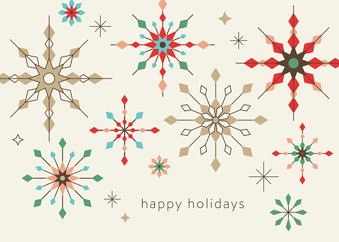 Geometric Graphic Snowflake Holiday Background